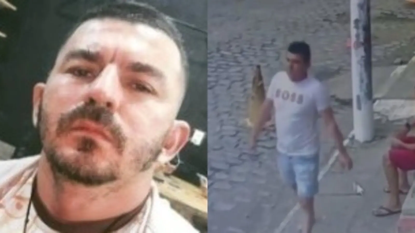 O guarda municipal Fernando José da Silva é um homem de 40 anos, branco e de bigode e barba rala. A montagem mostra ainda a última vez que o homem foi visto, em Guaramiranga