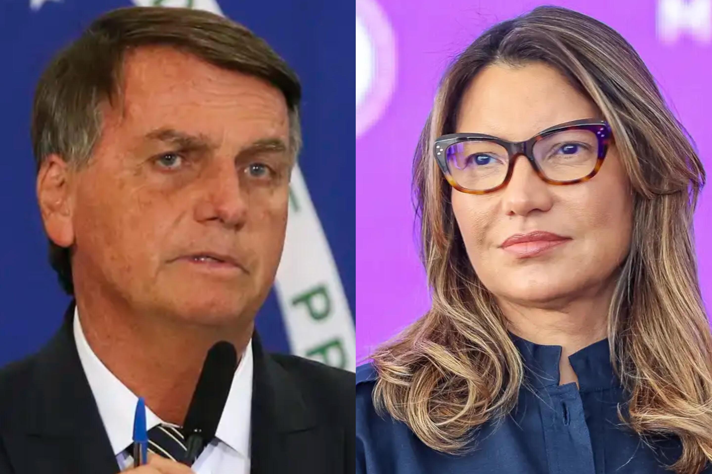 Montagem de fotos de Bolsonaro e Janja