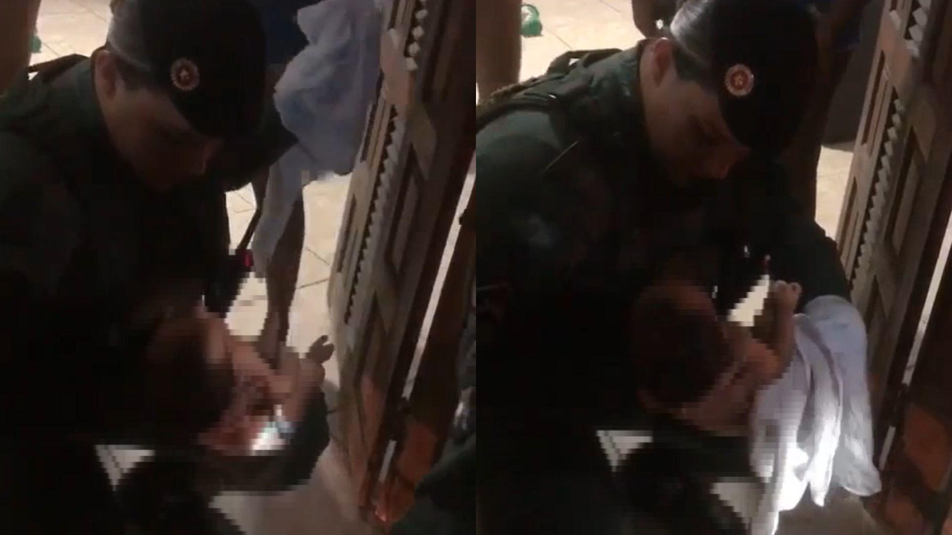 Bebê de um mês sendo salvo após se engasgar com leite materno em Fortaleza