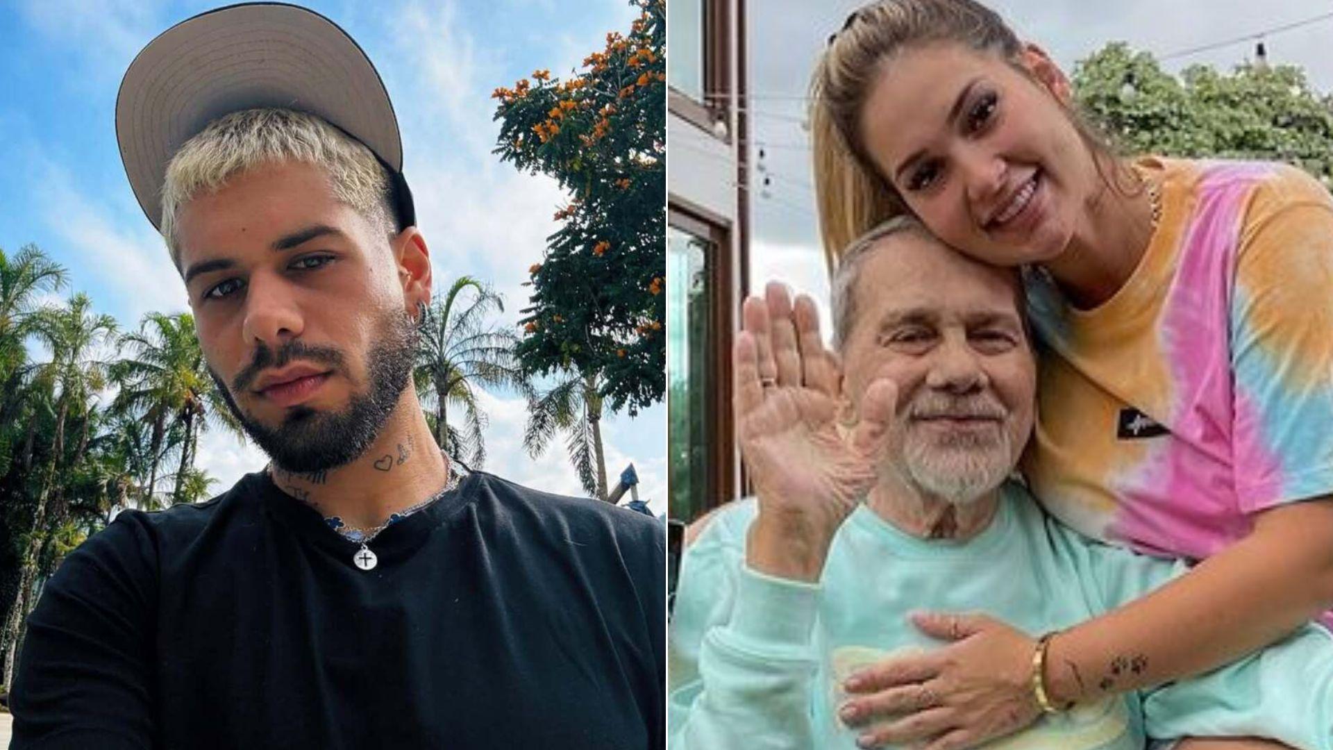 montagem de fotos do cantor Zé Felipe e da cantora Virginia com seu pai