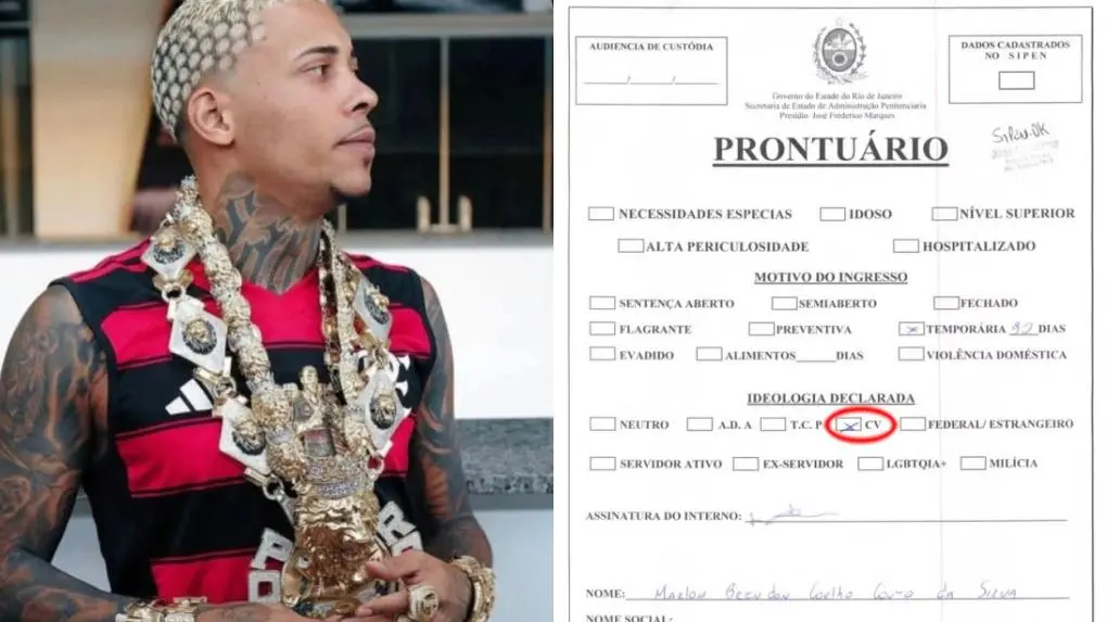 MC Poze e prontuário com escolha pela ala do Comando Vermelho na penitenciária