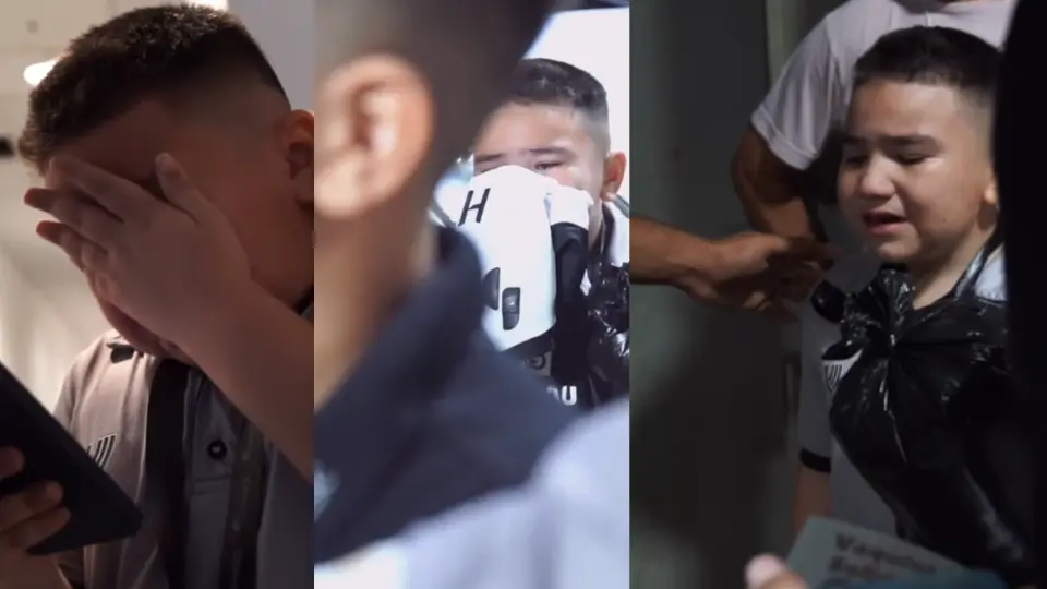 Torcedor chorando após ganhar presente do Hulk