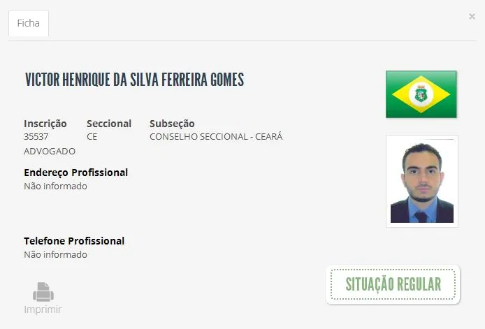 No CNA, o advogado segue com 'situação regular'