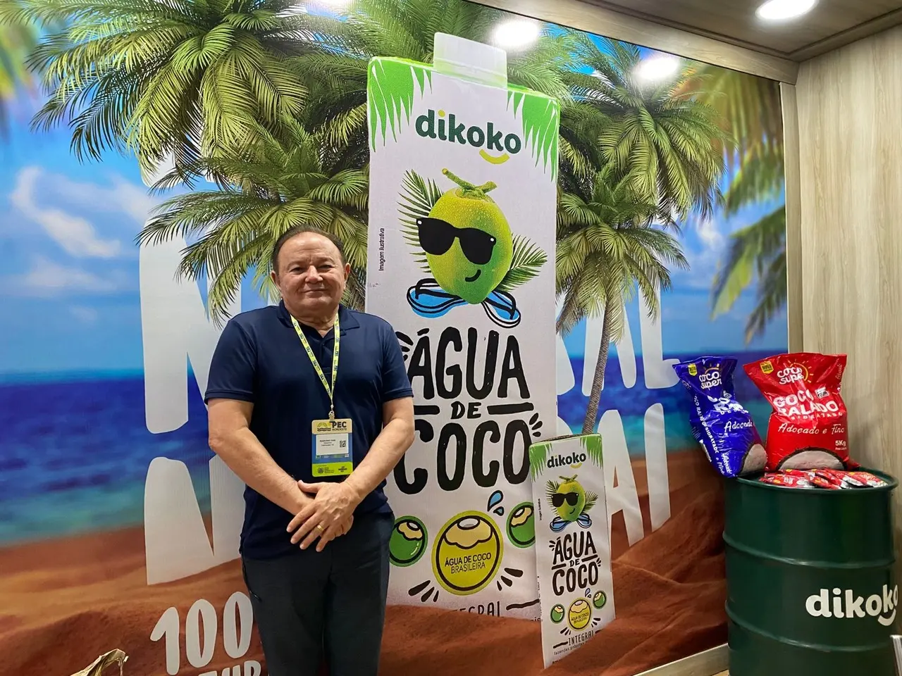 Imagem do fundador e presidente da Dikoko, Raimundo Dias, no estande da empresa na PEC Nordeste