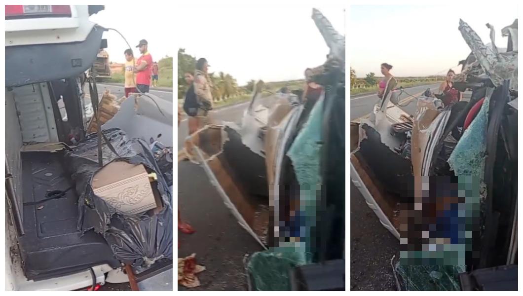 Imagens mostra veículo que se envolveu em acidente em Sousa