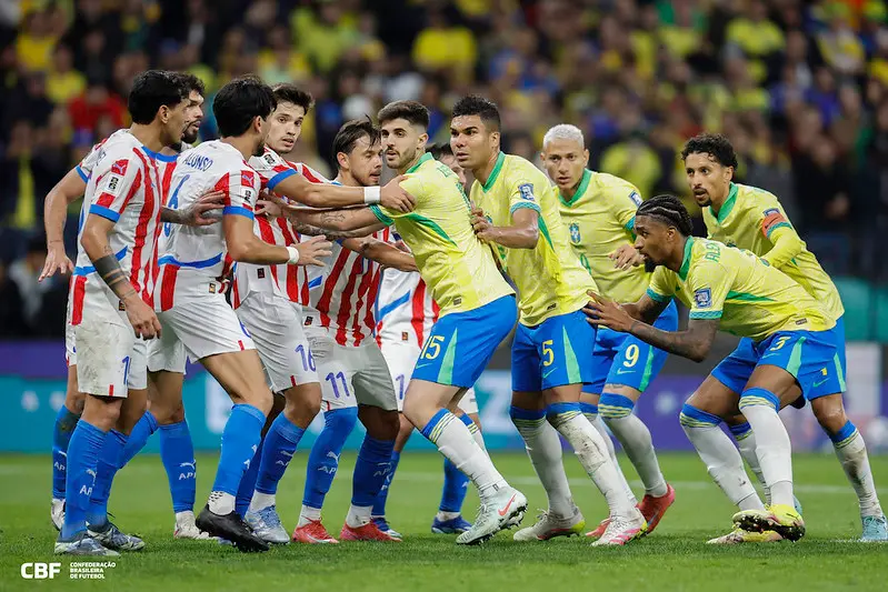 Foto da Seleção Brasileira, que venceu o Paraguai em São Paulo