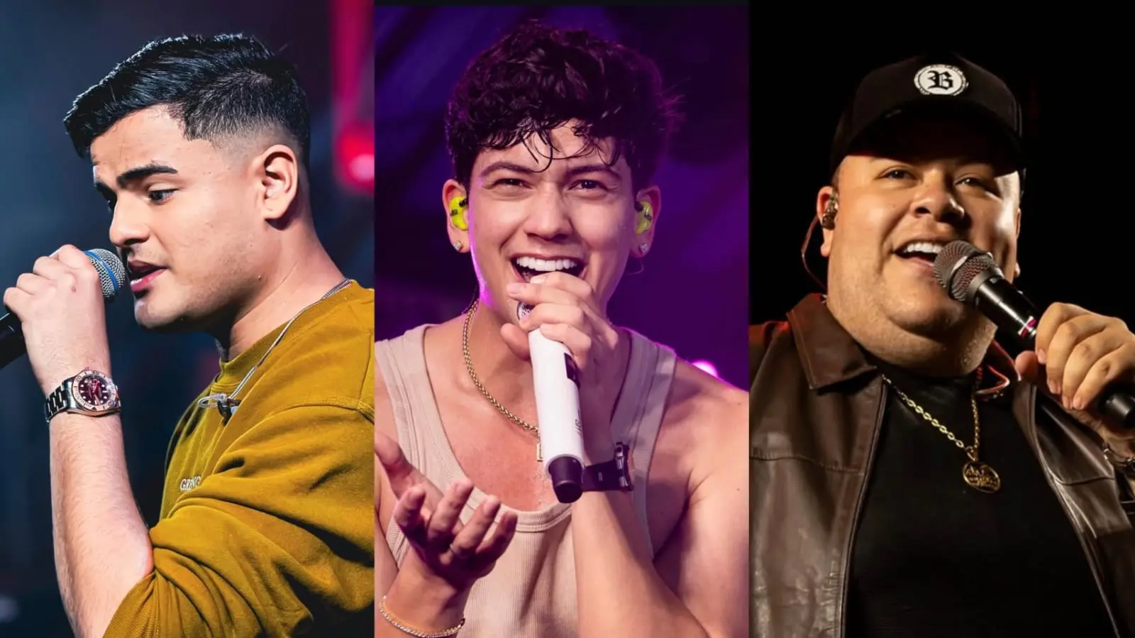 Foto montagem com Henry Freitas, Léo Foguete e Rey Vaqueiro durante apresentações