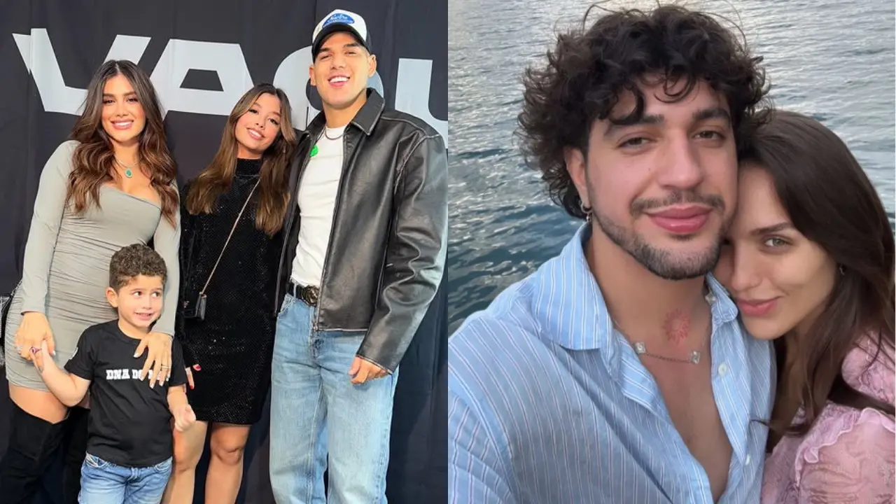 Zé Vaqueiro e Ingra Soares ao lado dos filhos em foto montagem ao lado de Nattan e Rafa Kalimann