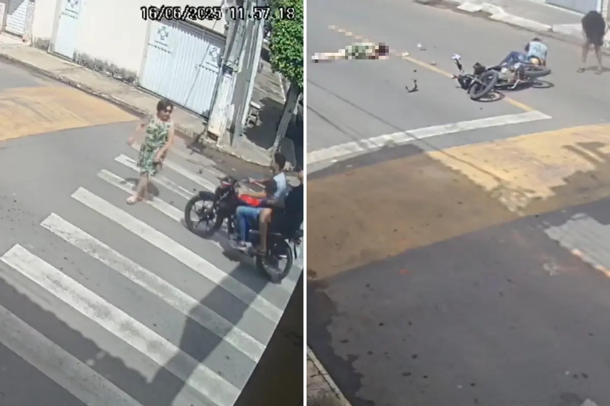 Acidente de moto com idosa de 79 anos no centro de Brejo Santo, no interior do Ceará