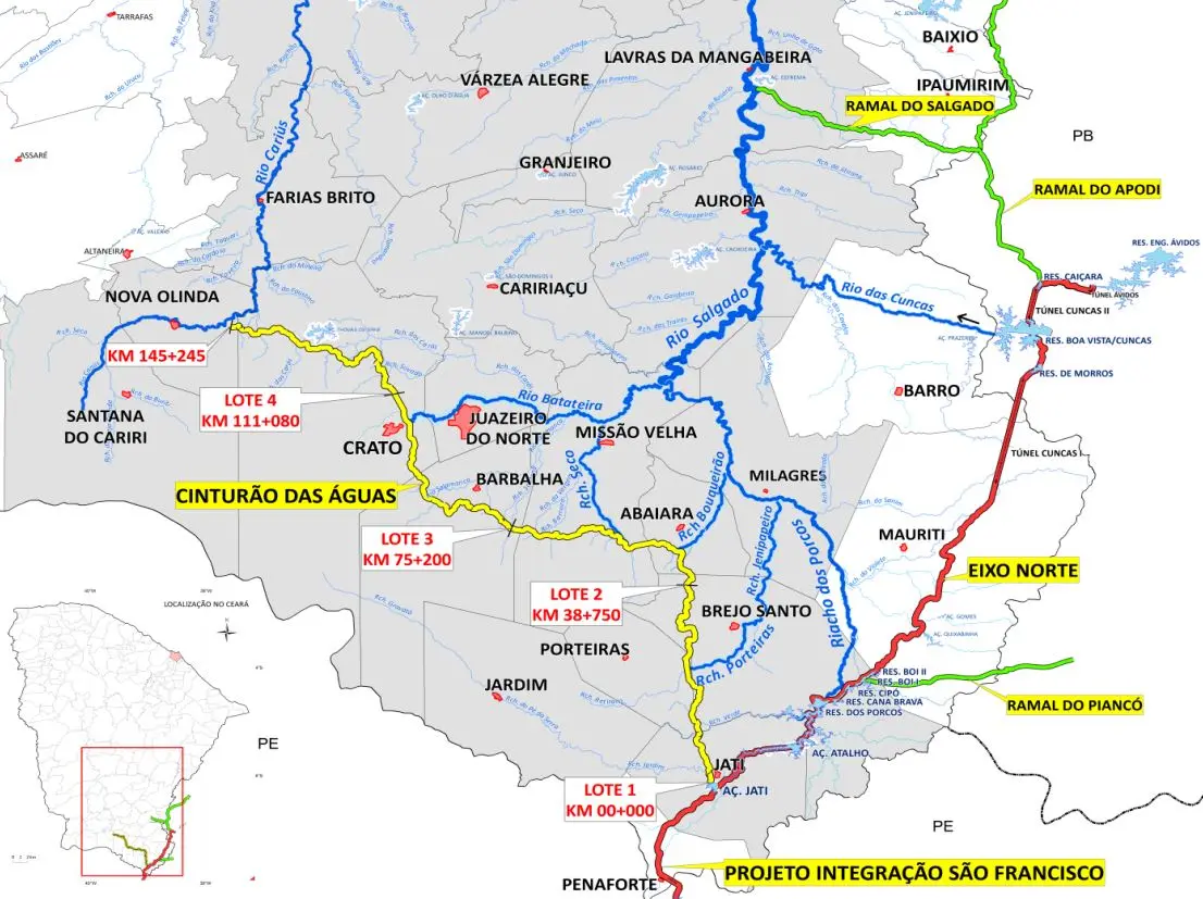 Mapa do Cinturão das Águas do Ceará (CAC)