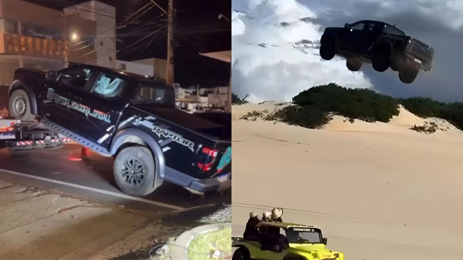 Imagem de picape que viralizou ao 'voar' sobre duna