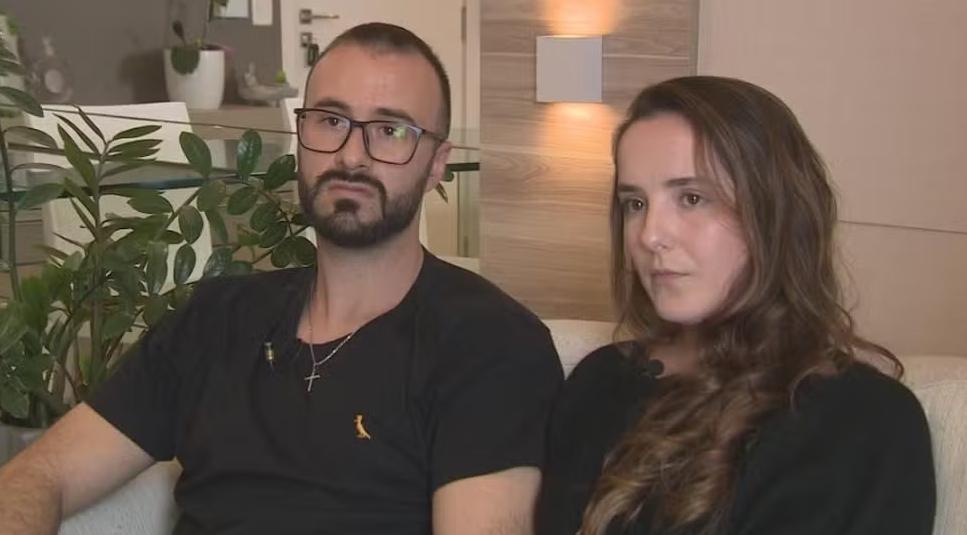 Imagem dos sobreviventes da queda de balão Victor Hugo Mondini Correa e Médica veterinária Laís Campos Paes