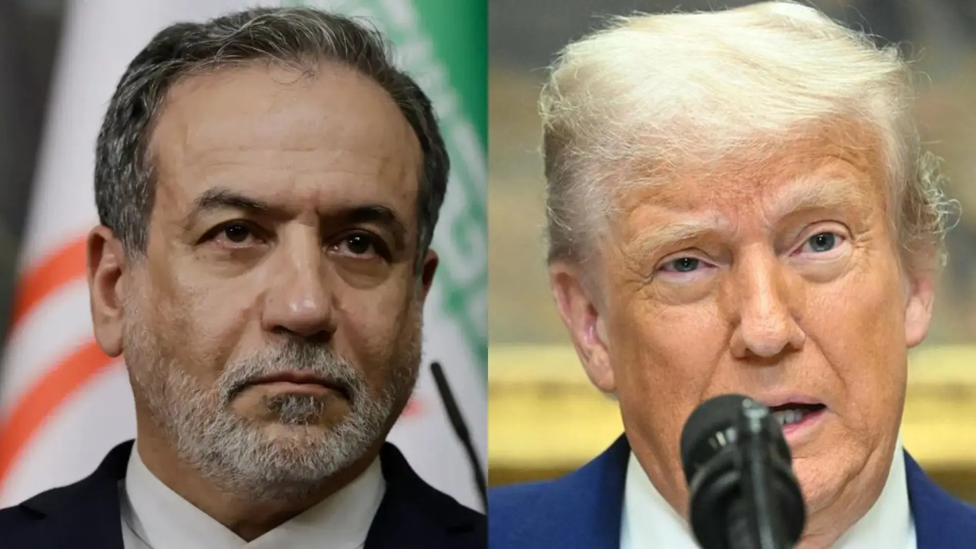 Ministro das Relações Exteriores do Irã, Abbas Araghchi, e Donald Trump