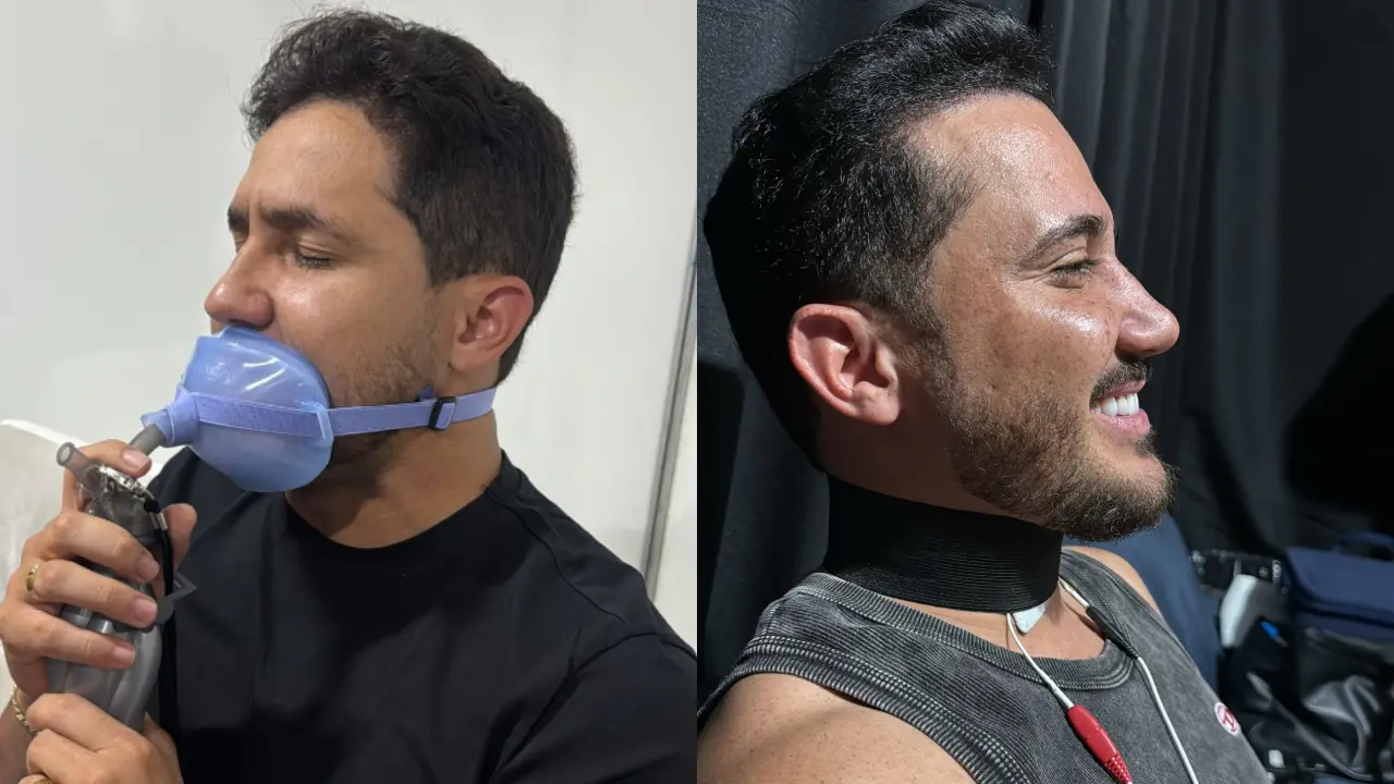 Iguinho e Lulinha em exercício para manter a voz