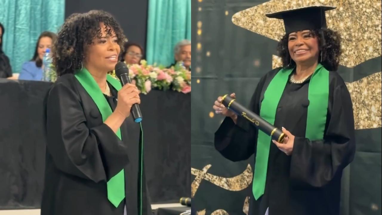 Maria Solange em discurso durante evento de conclusão do EJA