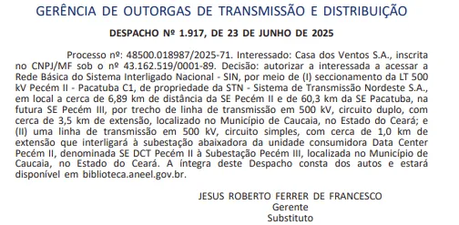 Veja a publicação no Diário Oficial da União