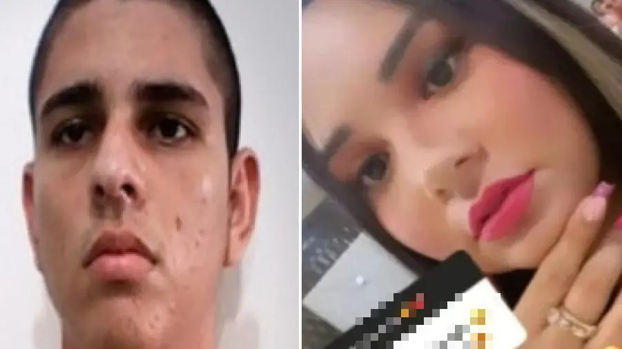 Foto-montagem do casal João Vítor dos Santos, o Adidas, e Francisca Valeska Pereira Monteiro, a Majestade, casal acusado de liderar a facção Comando Vermelho no Ceará