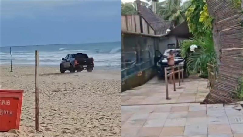 Motorista tentou passar carro por área de entrada de barraca