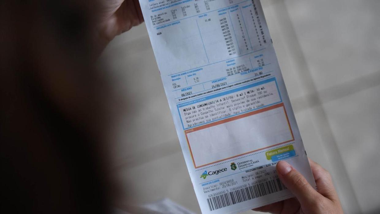 Conta de água da Cagece. Imagem usada em matéria sobre falta de água e direito do consumidor