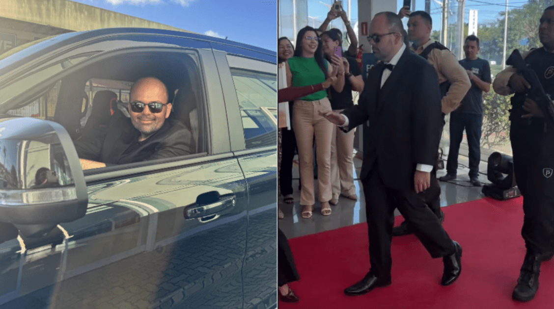 Vestido em grande estilo, Valécio Granjeiro gravou cenas de uma publicidade em concessionária de Fortaleza