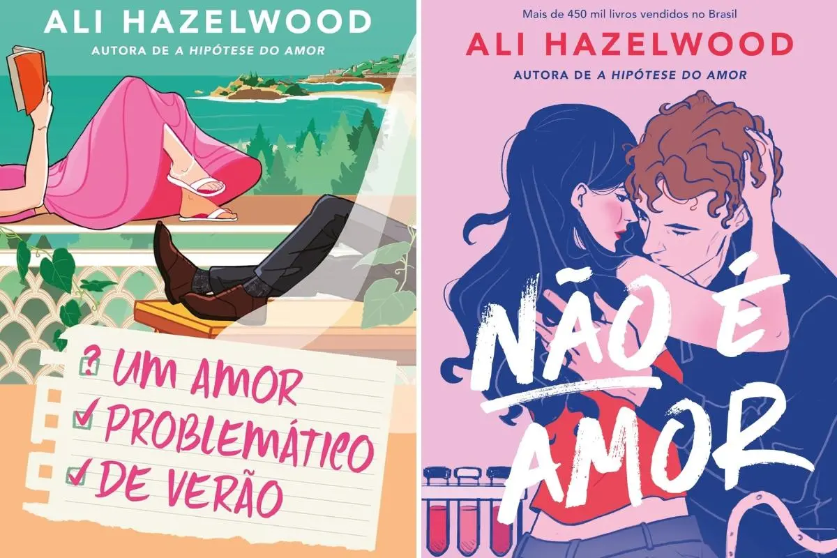 Capa dos livros da Ali Hazelwood: Um Amor Problemático de Verão e Não é Amor