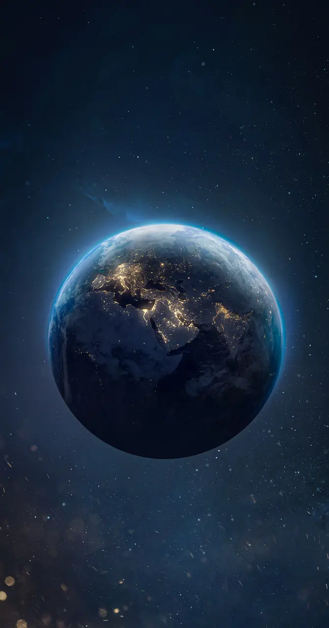 Imagem da Terra vista do espaço, ilustrando movimento de rotação do planeta e dia mais curto de 2025.