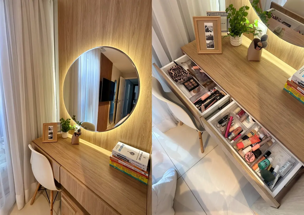 Você pode fazer divisórias para maquiagem no próprio MDF ou usar caixas organizadoras para setorizar itens de make