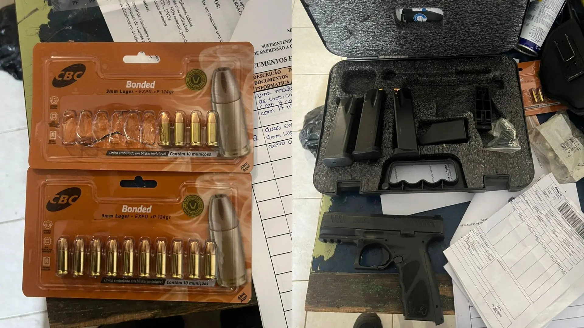 Armas e munições aprendidas durante a operação