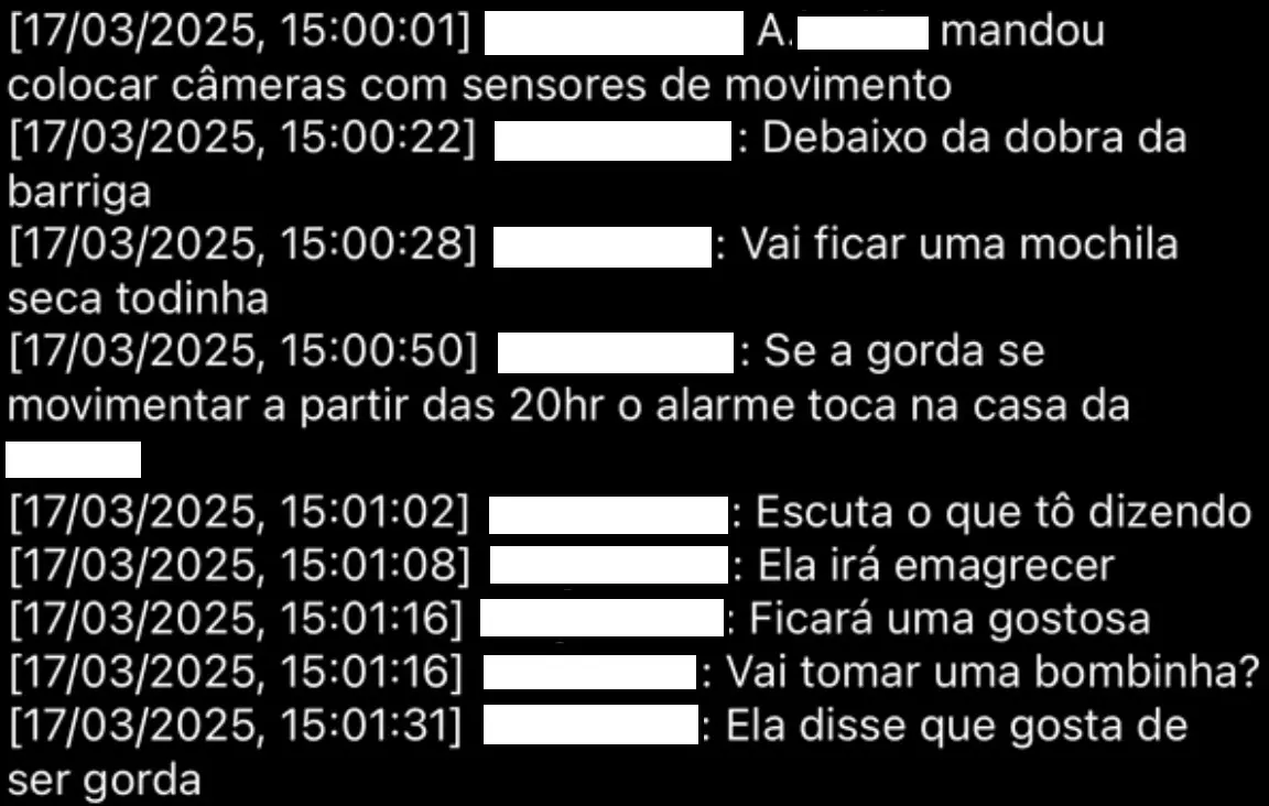 Print de mensagens exportadas em grupo de corrida de Fortaleza