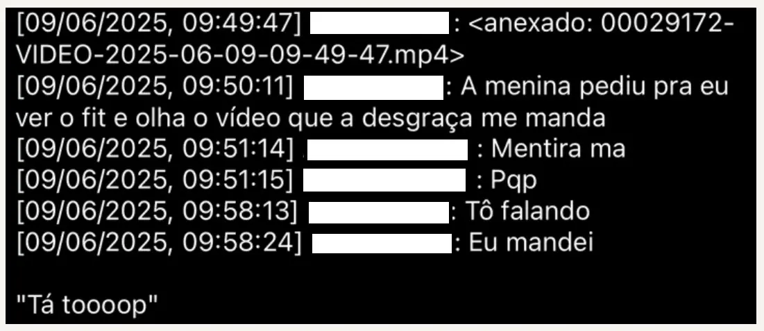 Print de mensagens exportadas em grupo de corrida de Fortaleza
