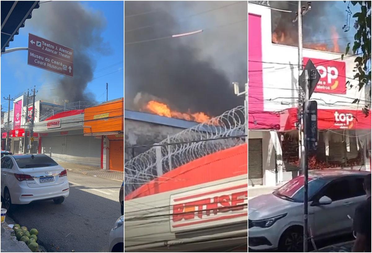 Cenas de incêndio no centro de Fortaleza