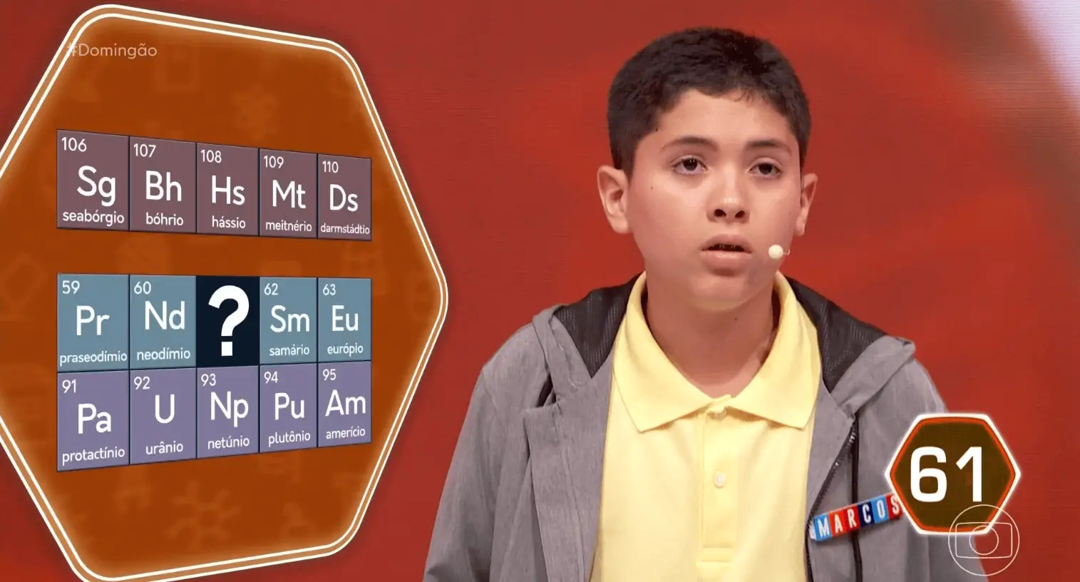 Marcos, estudante de Fortaleza que participou do quadro do Domingão com Huck