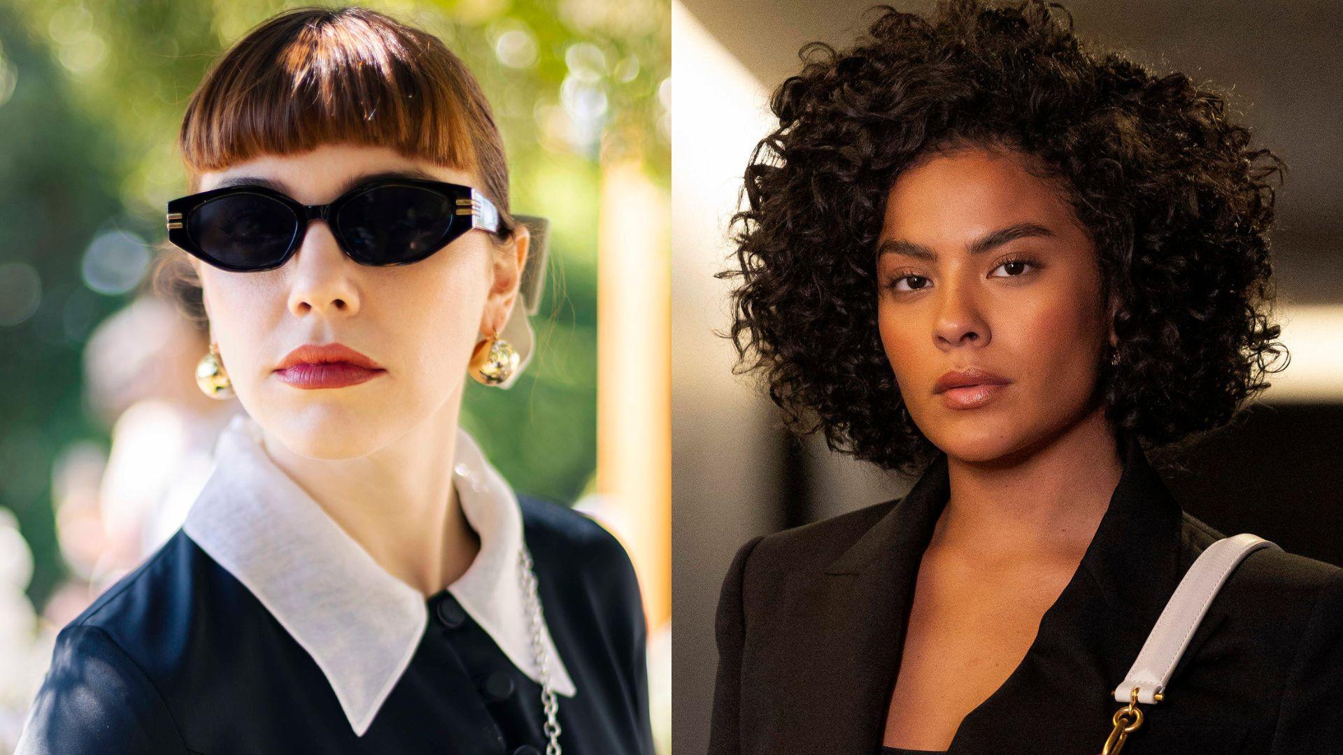 As atrizes Alice Wegman e Bella Campos caracterizadas como suas personagens