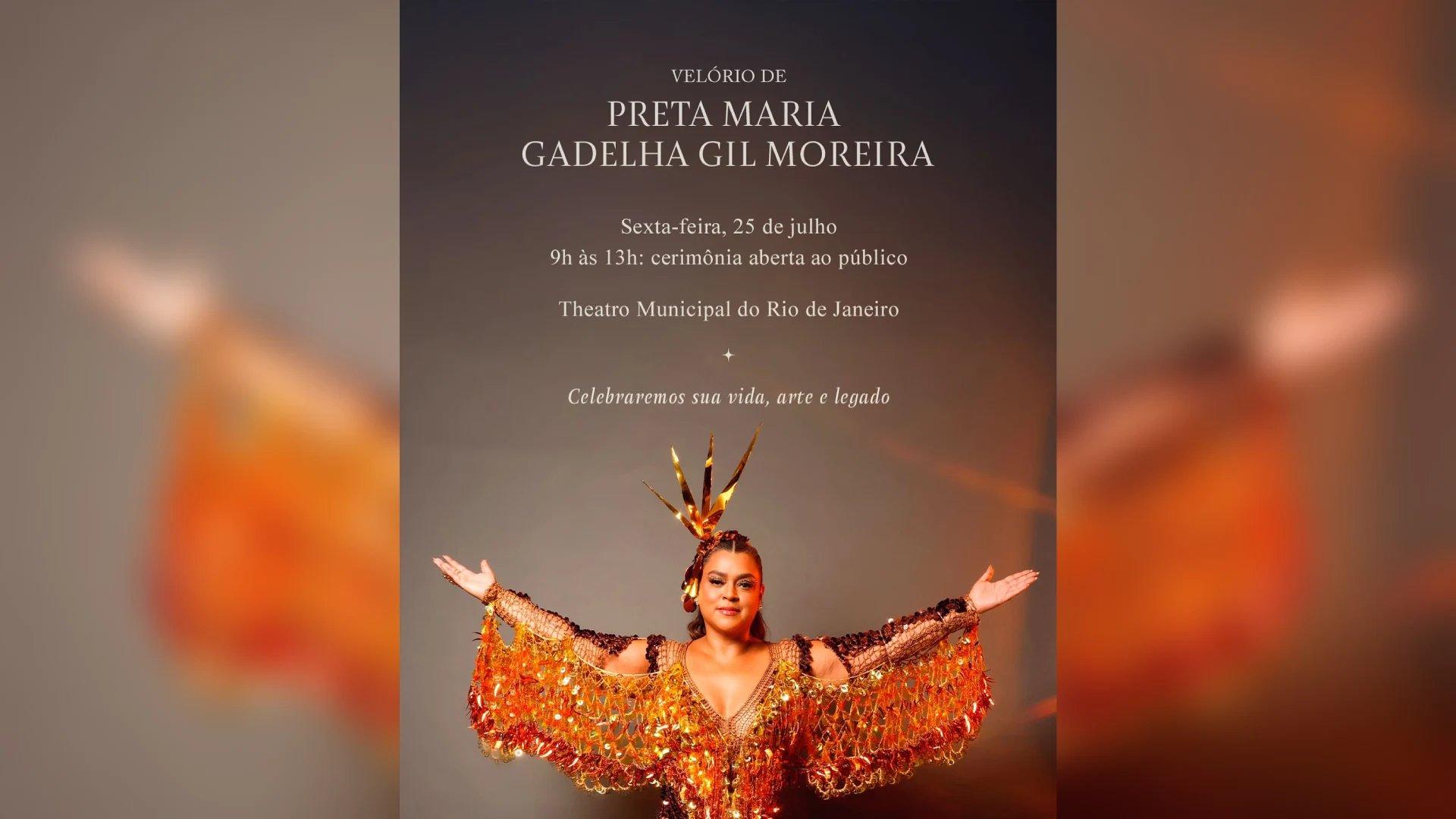 Anuncio do velório da cantora Preta Gil