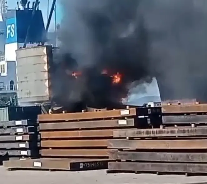 Na imagem, vídeo mostrando princípio de incêndio no Complexo do Pecém