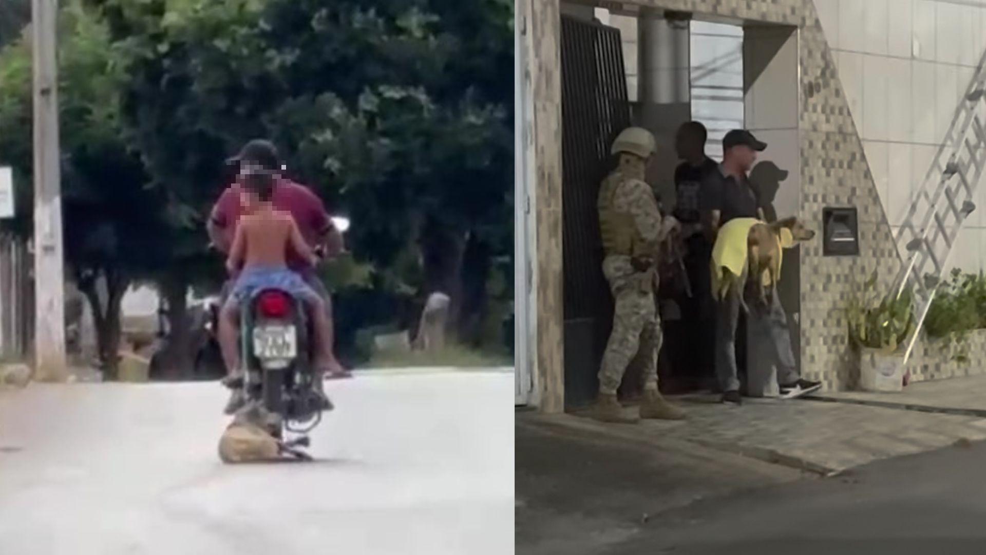Imagem mostrando uma pessoa sendo abordada por militares com outros civis ao redor, possivelmente em contexto de segurança ou operação policial.