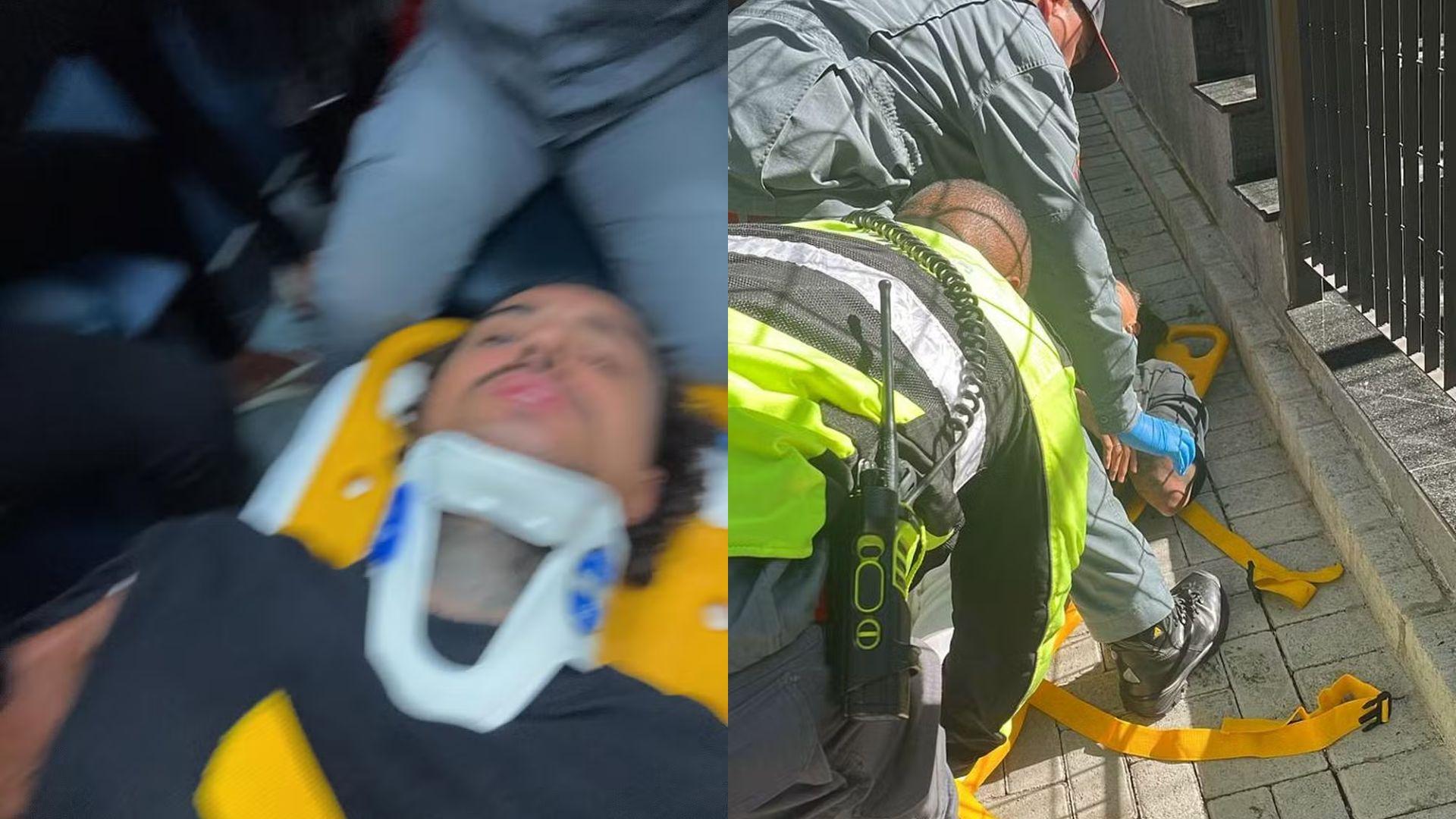 Cantor MC Livinho em imagens do acidente sendo socorrido e, posteriormente, internado na UTI