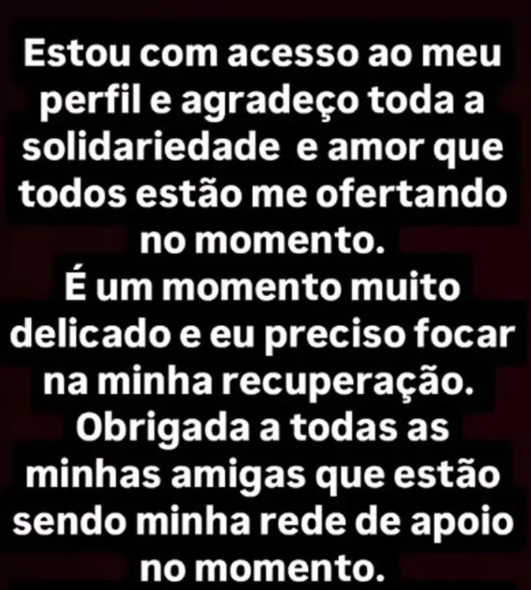 Mensagem de mulher espancada no elevador, agradecendo amigos em meio a recuperação