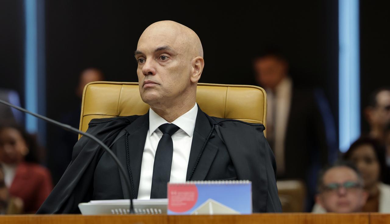 Alexandre de Moraes em discurso no STF após sanções dos Estados Unidos