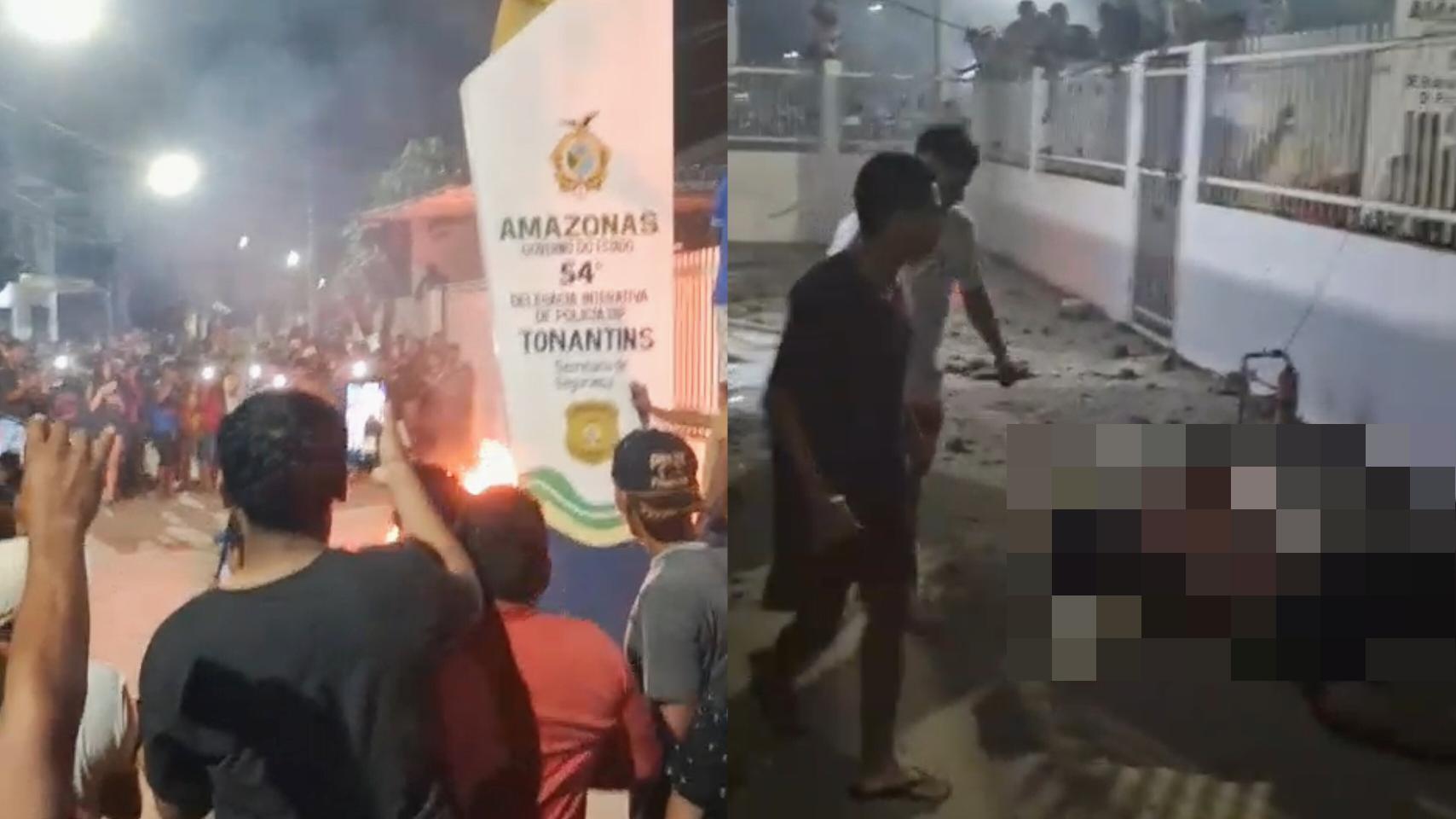 População entrou em delegacia para linchar e queimar homem que matou mulher