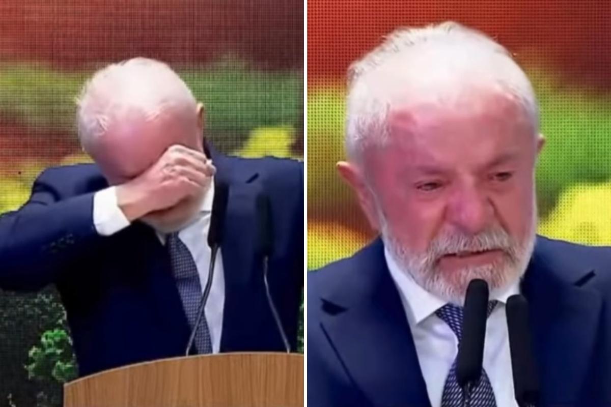 Imagem de Lula chorando para matéria sobre o presidente se emocionando ao relembrar fome na infância