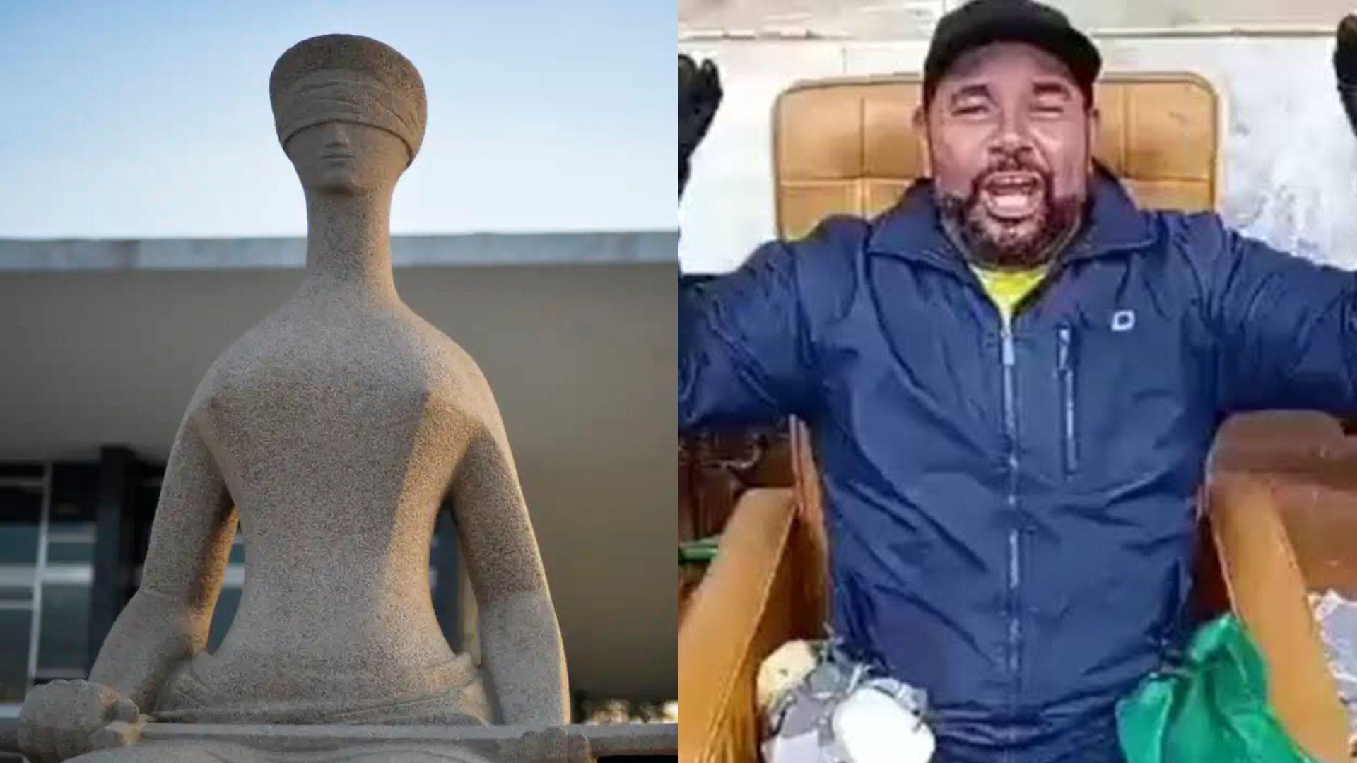 Fábio sentando na cadeira de Alexandre de Moraes