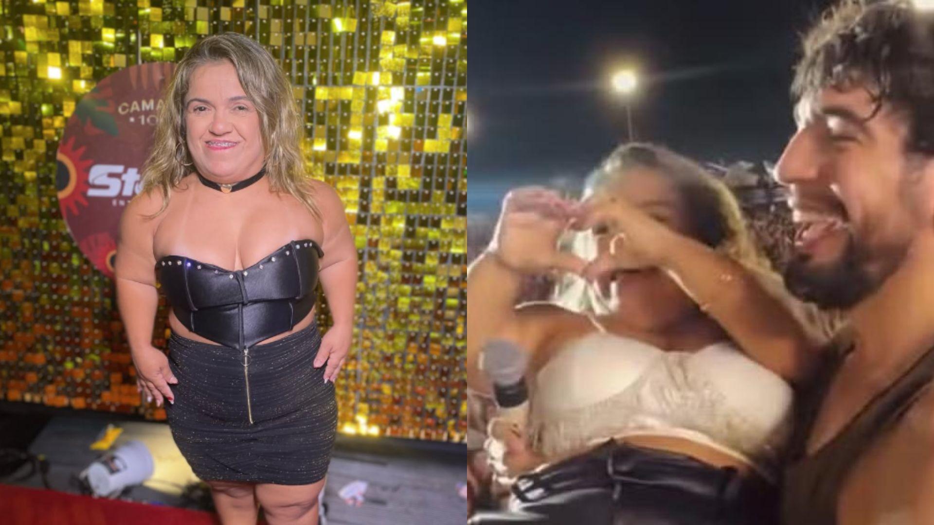 Colagem de fotos da influenciadora Delicinha e do cantor Nattan