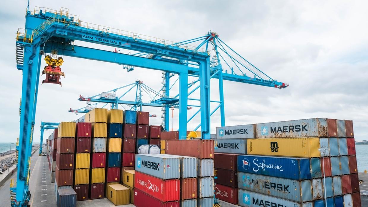 Vista aérea de parte de cargas no Porto do Pecém