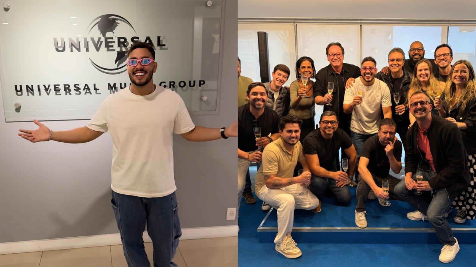 Litto Lins em comemoração pelo entrada na gravadora