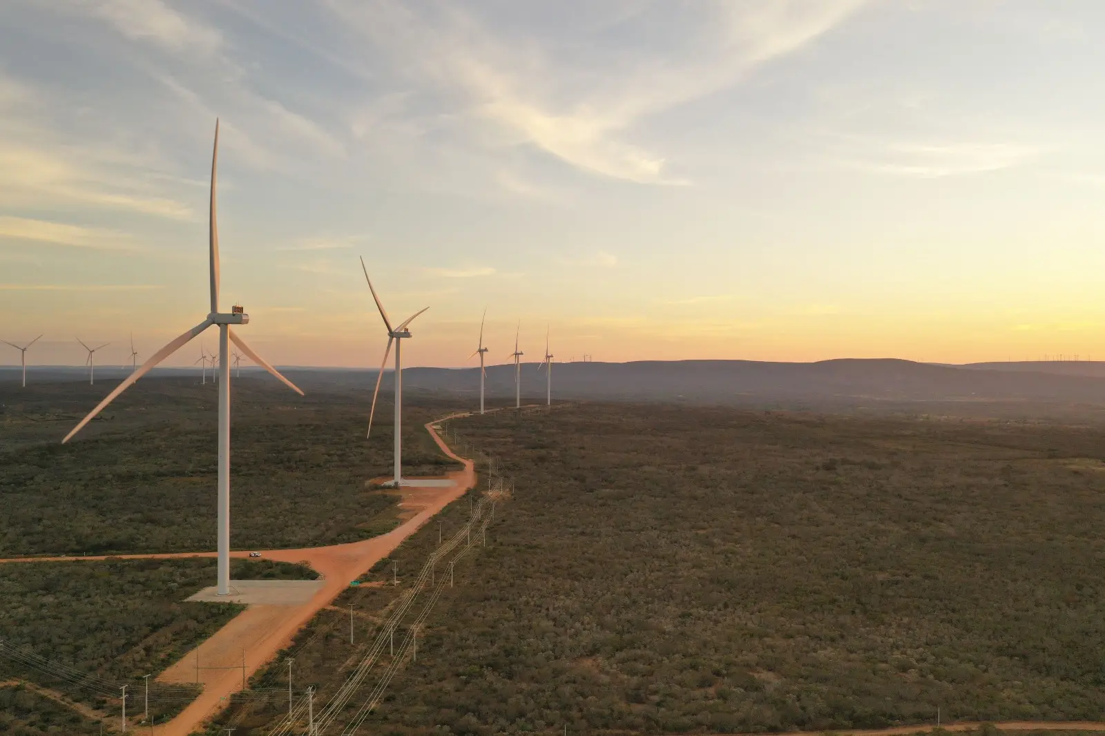 Vista de um parque eólico da empresa Casa dos Ventos