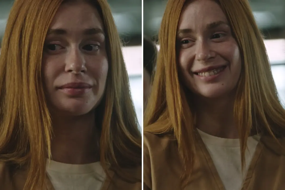 Imagem de Marina Ruy Barbosa, no primeiro teaser de Tremembé, em que ela aparece como Suzane von Richthofen