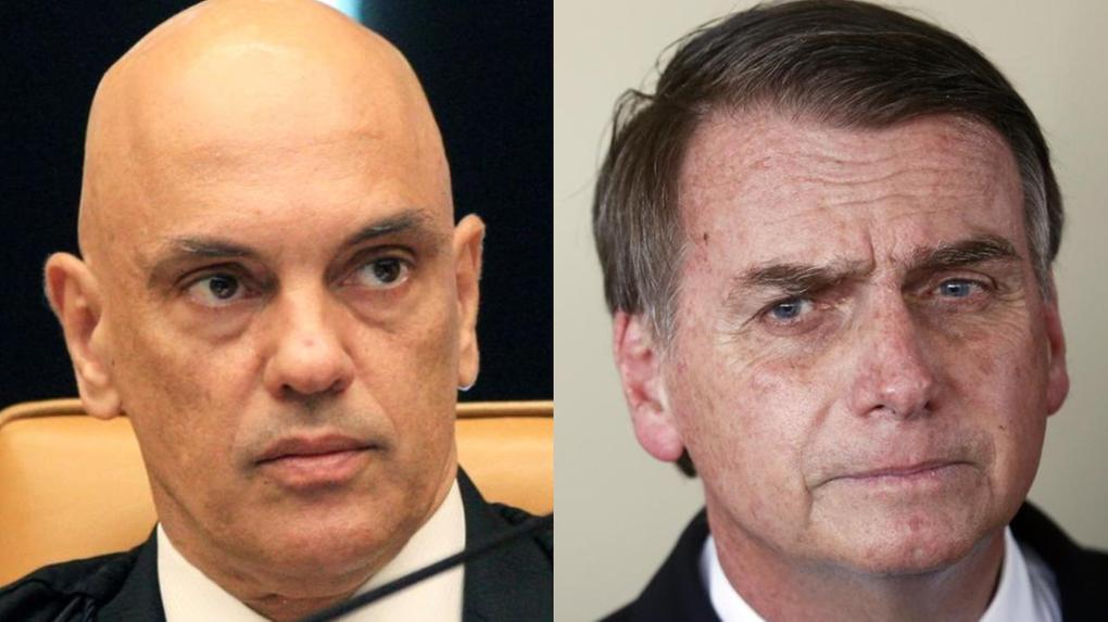 Alexandre de Moraes e Jair Bolsonaro para matéria sobre Moraes dá 48 horas para Bolsonado se pronunciar sobre comprovado risco de fuga apontado pela PF