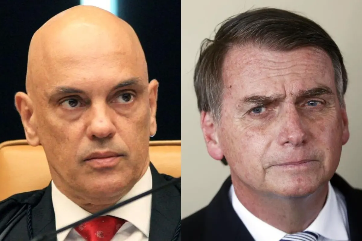 Alexandre de Moraes e Jair Bolsonaro para matéria sobre Moraes dá 48 horas para Bolsonado se pronunciar sobre comprovado risco de fuga apontado pela PF