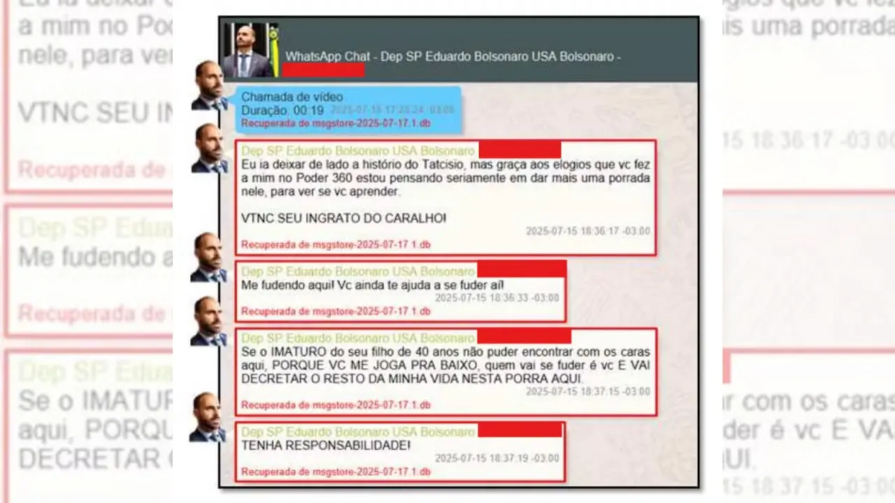 Conversa entre Eduardo Bolsonaro e Jair foram divulgadas nas redes sociais
